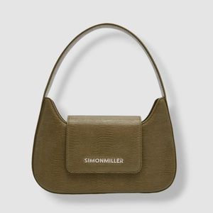 $396 Simon Miller  Green Retro Lizard Leather Shoulder Logo Purse Bag NWOT
